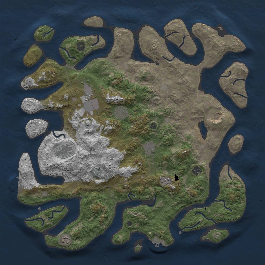 Rust Map: Procedural Map, Size: 4500, Seed: 218651801, 16 Monuments