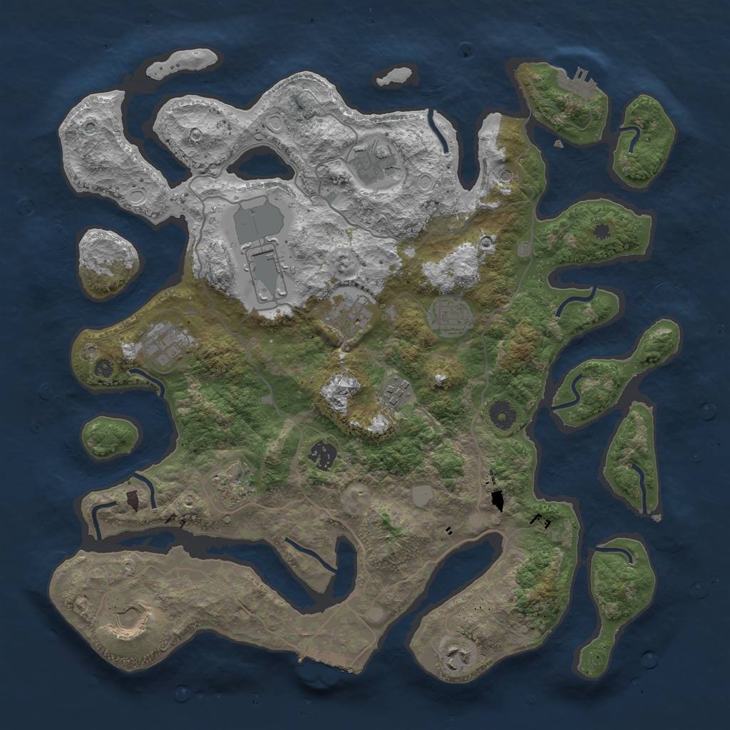 Rust Map: Procedural Map, Size: 4000, Seed: 508714, 18 Monuments