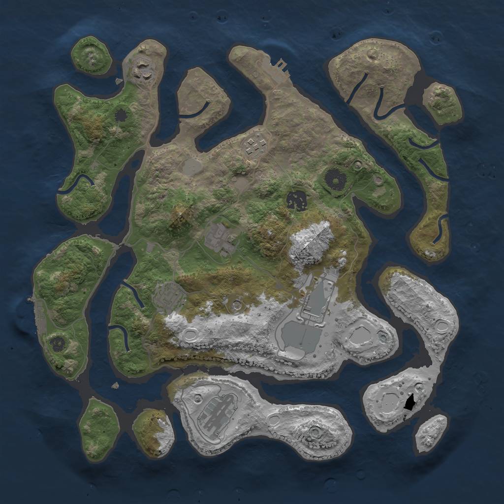 Rust Map: Procedural Map, Size: 3500, Seed: 65464654, 15 Monuments