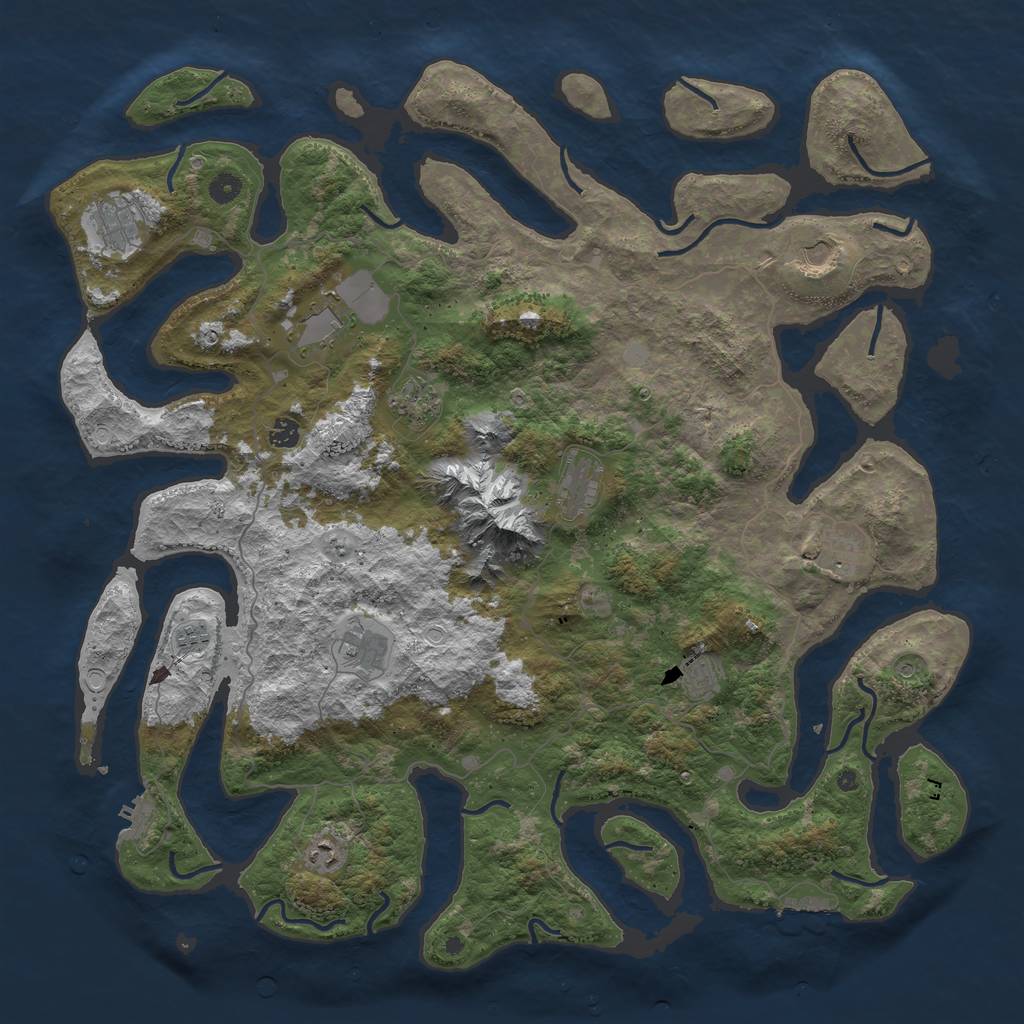 Rust Map: Procedural Map, Size: 5000, Seed: 11123, 19 Monuments