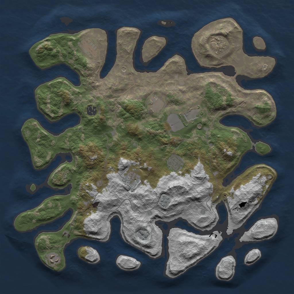 Rust Map: Barren, Size: 4250, Seed: 1935928042, 12 Monuments