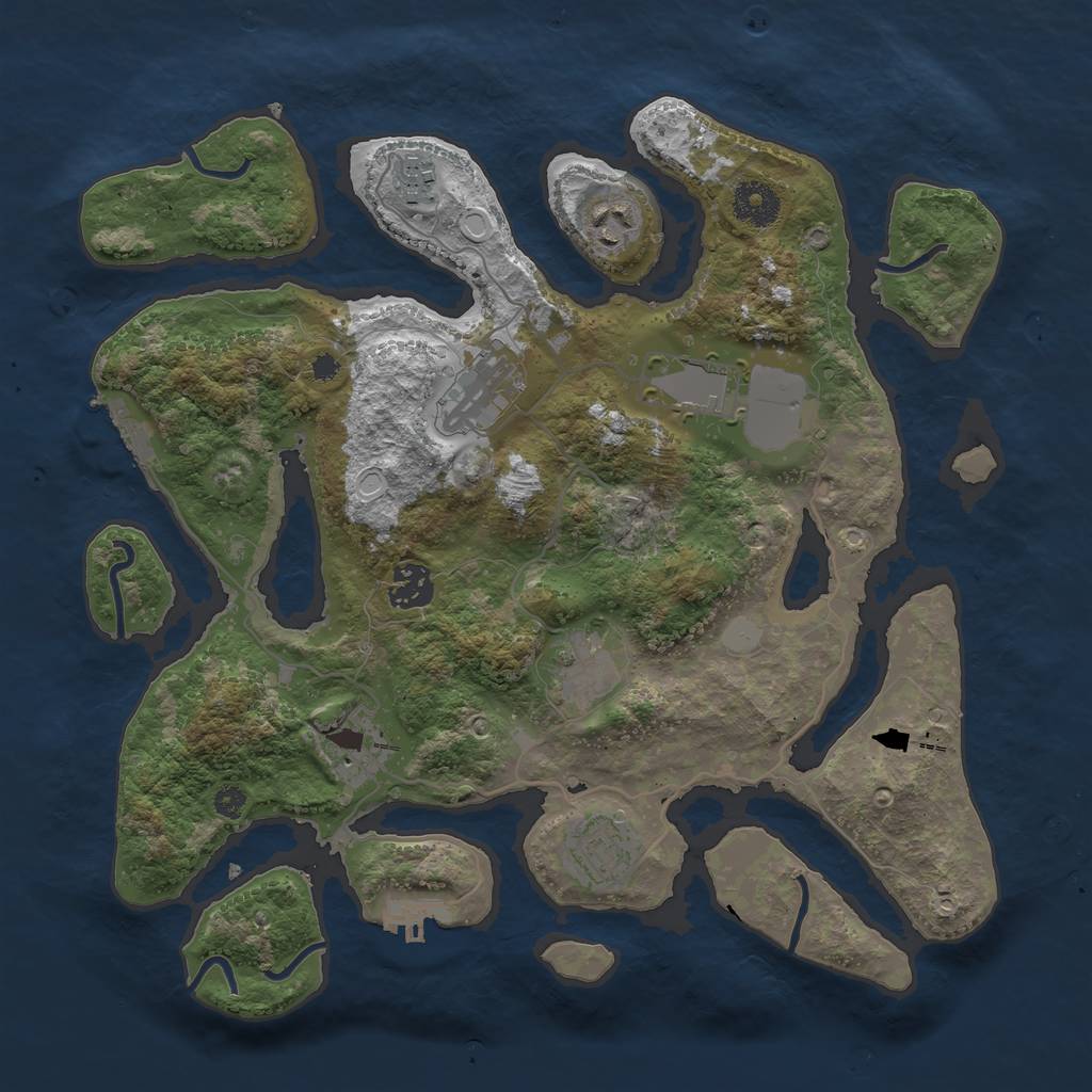 Rust Map: Procedural Map, Size: 3500, Seed: 718826945, 15 Monuments