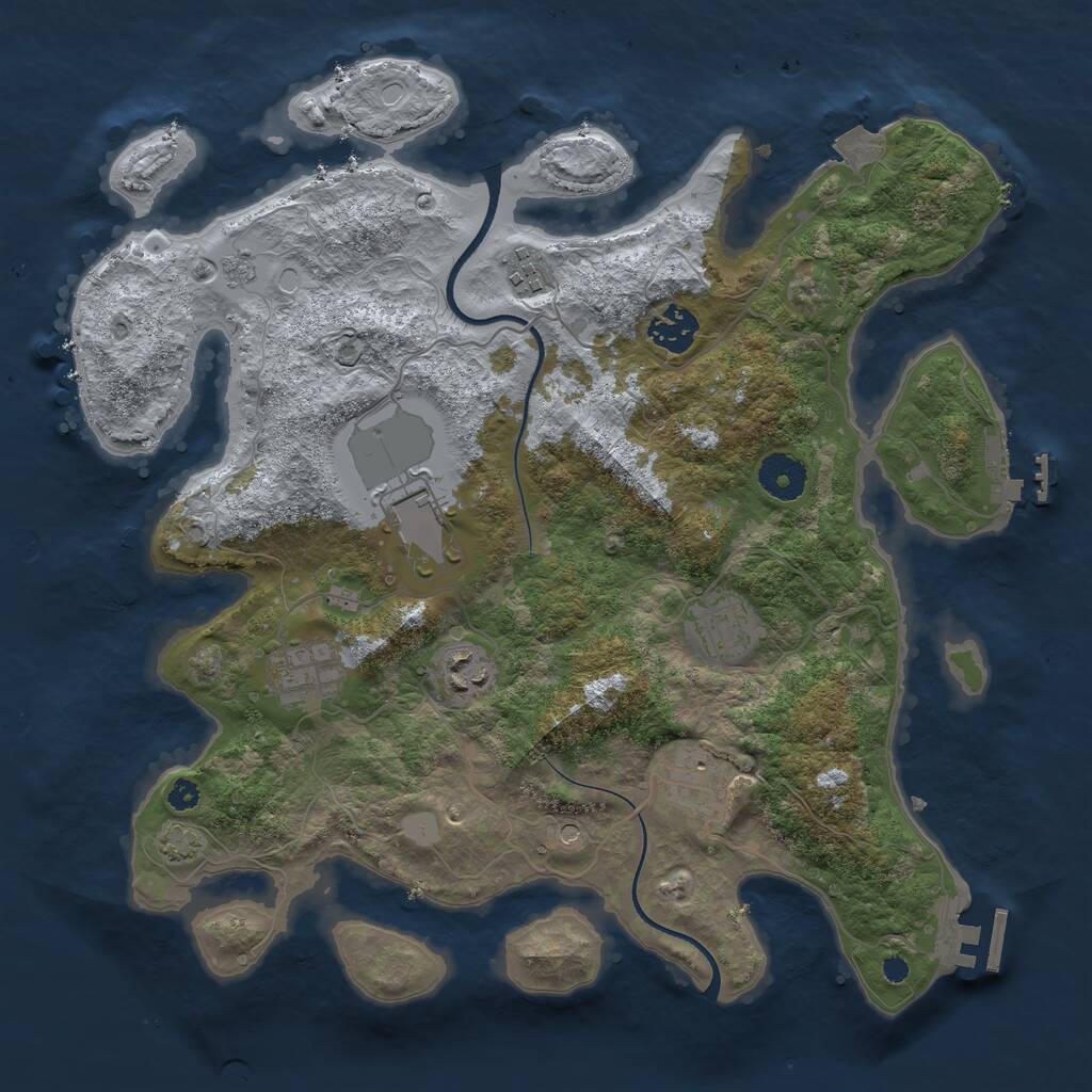 Rust Map: Procedural Map, Size: 3500, Seed: 241888049, 13 Monuments