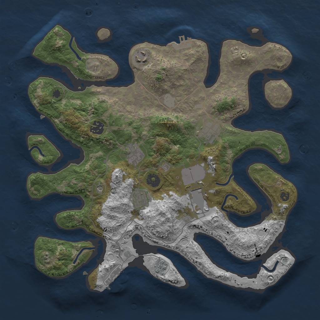 Rust Map: Procedural Map, Size: 3500, Seed: 703928399, 15 Monuments