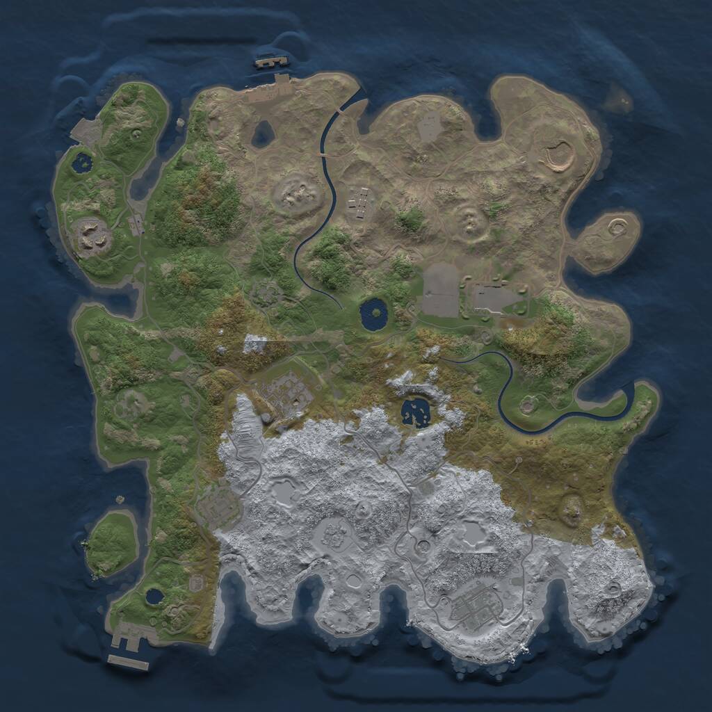 Rust Map: Procedural Map, Size: 3500, Seed: 32271664, 14 Monuments