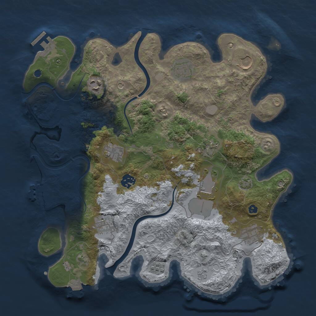 Rust Map: Procedural Map, Size: 3500, Seed: 32271664, 16 Monuments