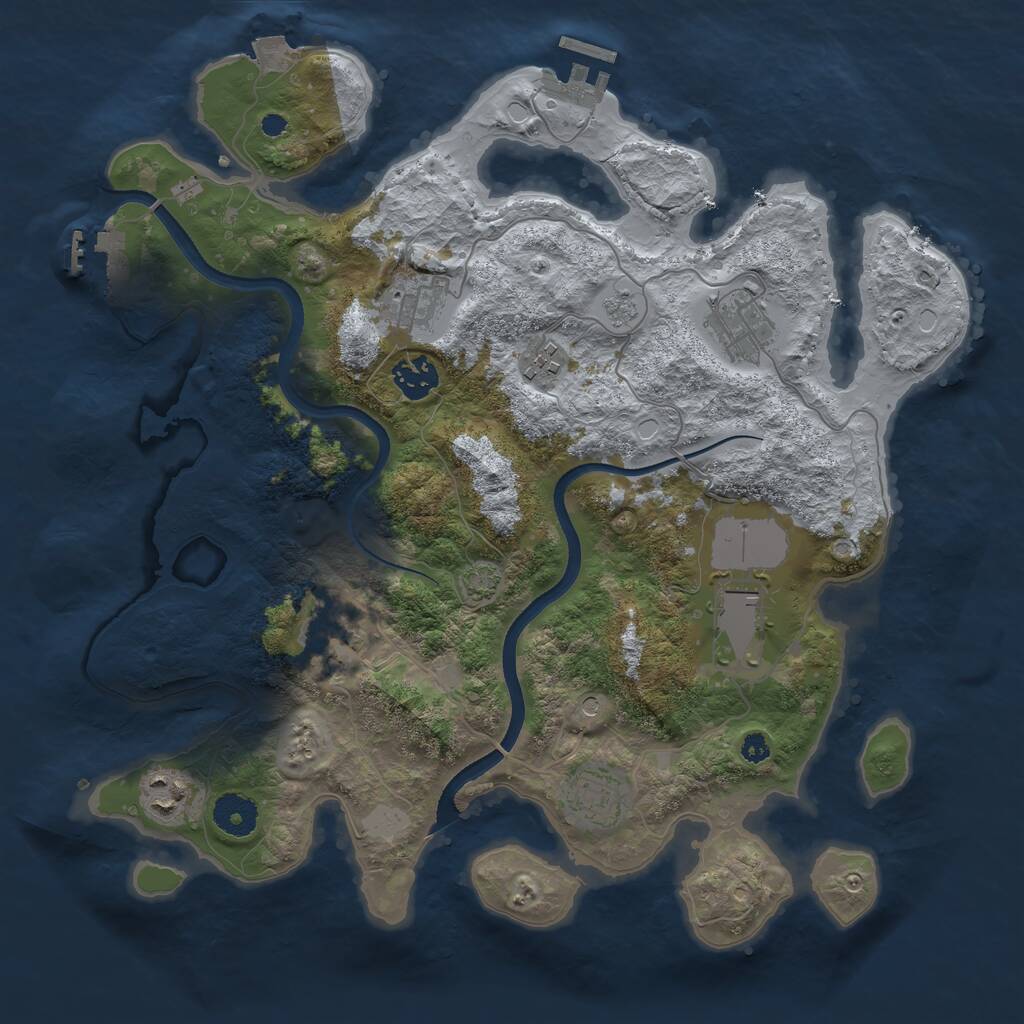 Rust Map: Procedural Map, Size: 3550, Seed: 858486165, 14 Monuments