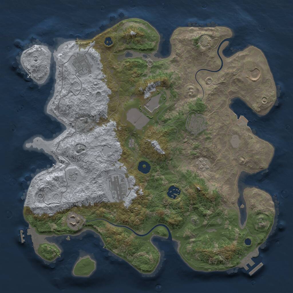 Rust Map: Procedural Map, Size: 3500, Seed: 950881482, 14 Monuments
