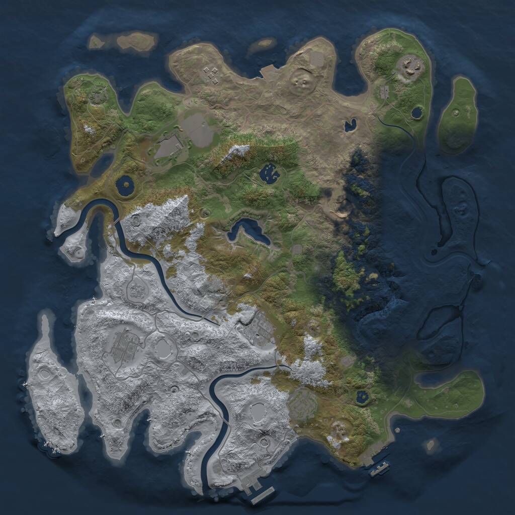 Rust Map: Procedural Map, Size: 4000, Seed: 2008917720, 14 Monuments