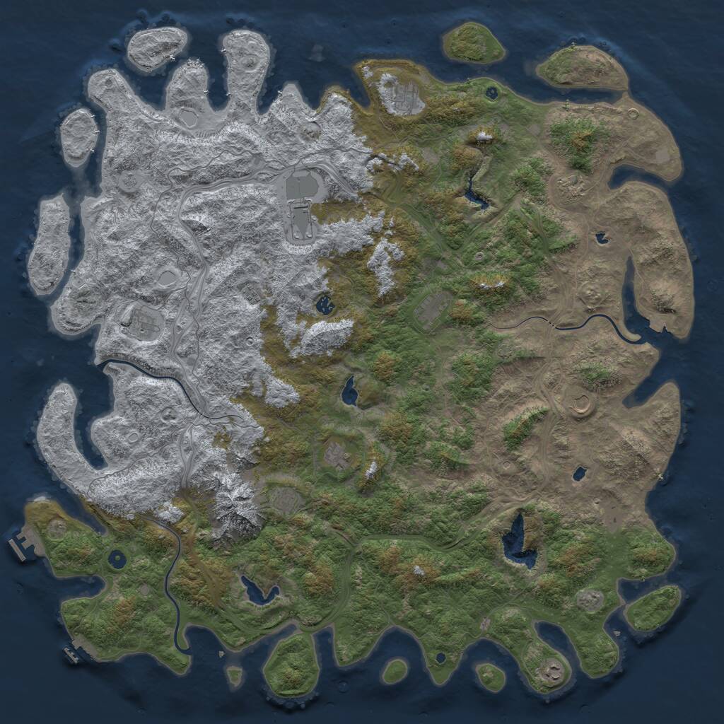 Rust Map: Procedural Map, Size: 6000, Seed: 478205013, 17 Monuments