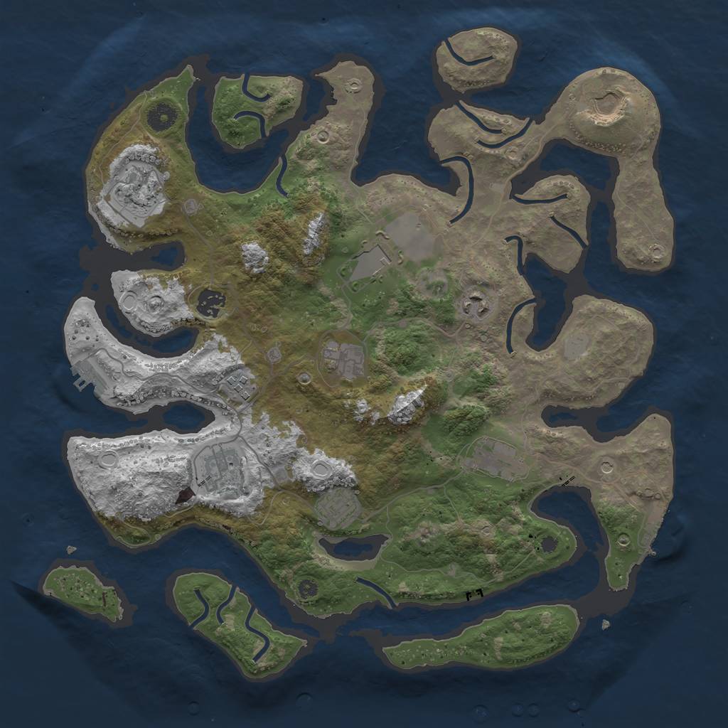 Rust Map: Procedural Map, Size: 3900, Seed: 100031, 18 Monuments