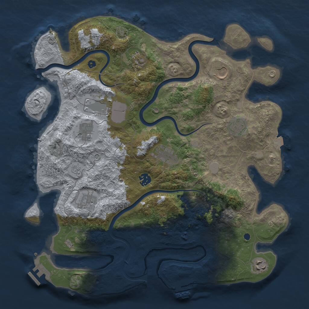 Rust Map: Procedural Map, Size: 3850, Seed: 1070101201, 16 Monuments