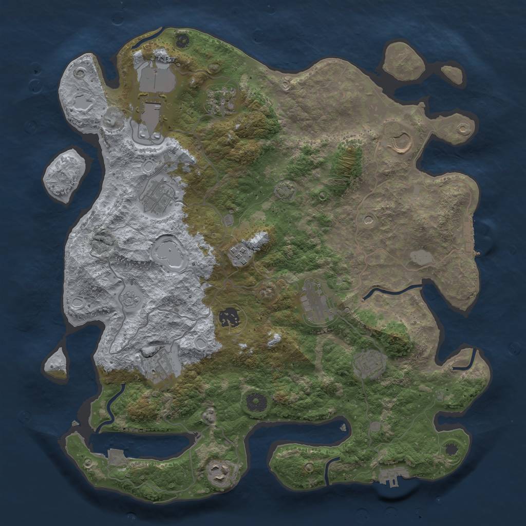 Rust Map: Procedural Map, Size: 3850, Seed: 1070101201, 18 Monuments