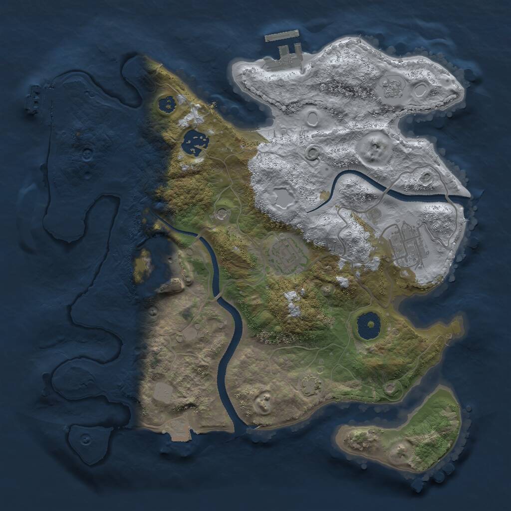 Rust Map: Procedural Map, Size: 3000, Seed: 876815415, 10 Monuments