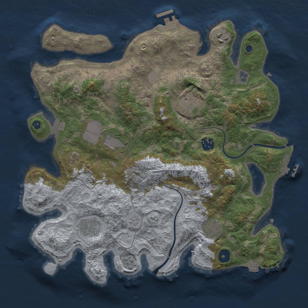 Rust Map: Procedural Map, Size: 3600, Seed: 1933489937, 13 Monuments