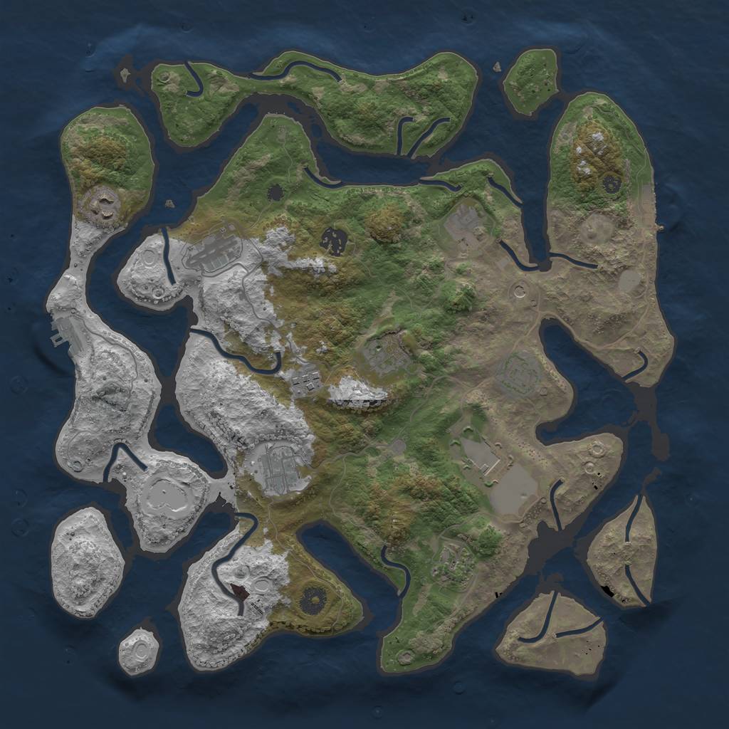Rust Map: Procedural Map, Size: 3950, Seed: 189921341, 18 Monuments