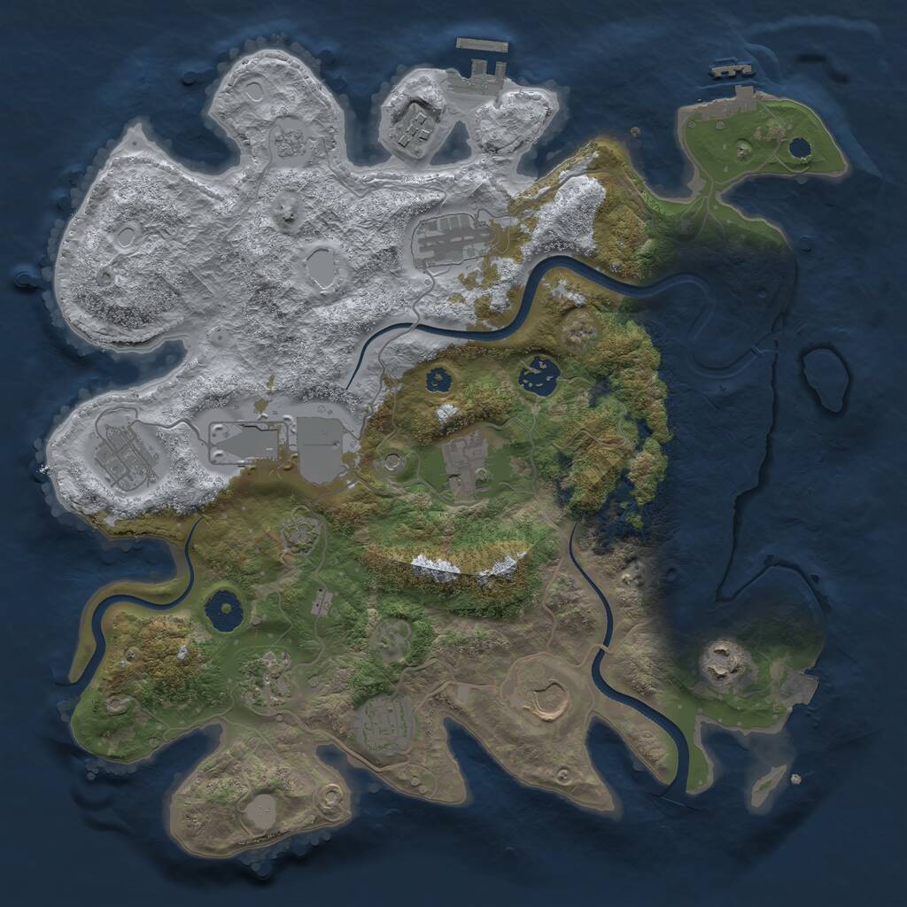 Rust Map: Procedural Map, Size: 3550, Seed: 839576, 16 Monuments