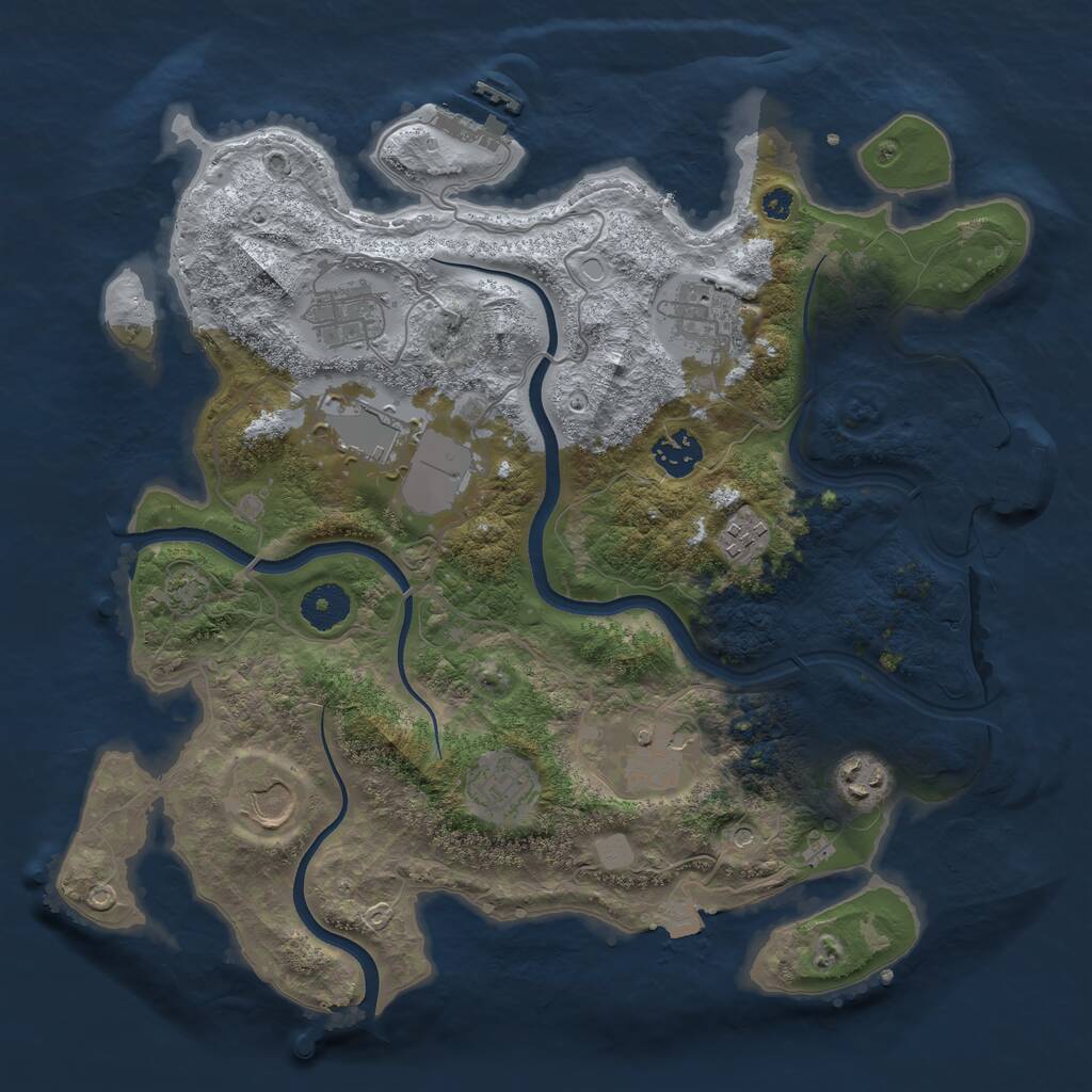 Rust Map: Procedural Map, Size: 3550, Seed: 41121, 14 Monuments