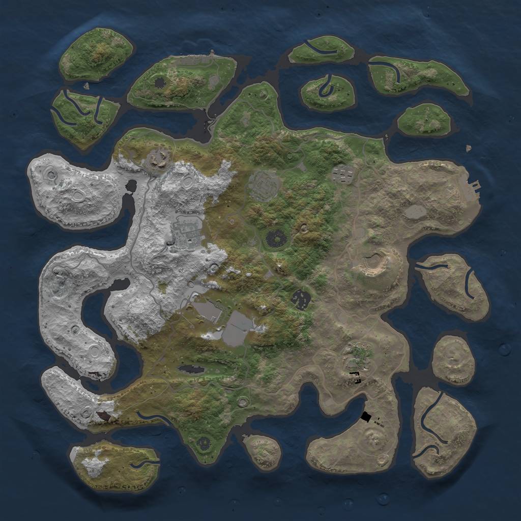 Rust Map: Procedural Map, Size: 4000, Seed: 123466, 16 Monuments