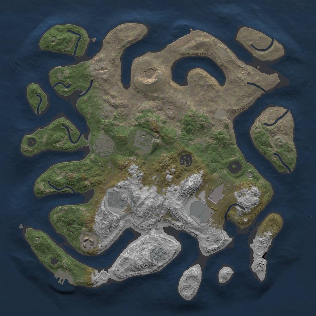 Rust Map: Procedural Map, Size: 3600, Seed: 2032294024, 16 Monuments