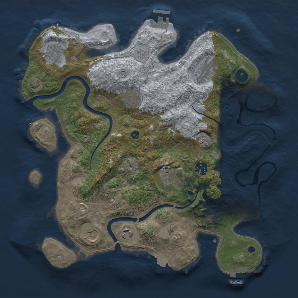 Rust Map: Procedural Map, Size: 3550, Seed: 590821, 14 Monuments