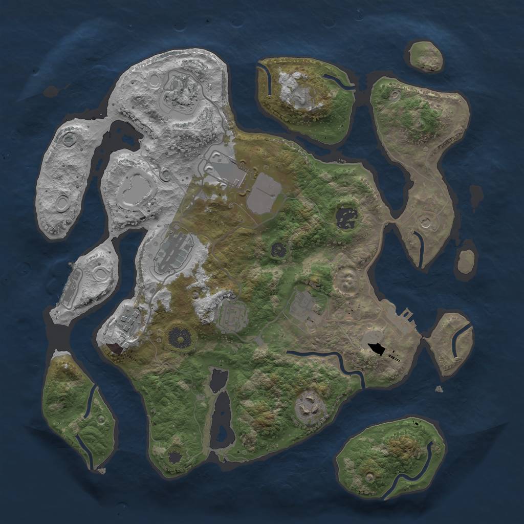 Rust Map: Procedural Map, Size: 3500, Seed: 993198379, 16 Monuments