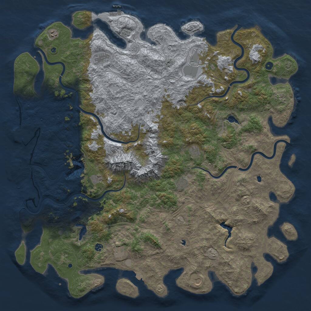 Rust Map: Procedural Map, Size: 6000, Seed: 37361979, 17 Monuments