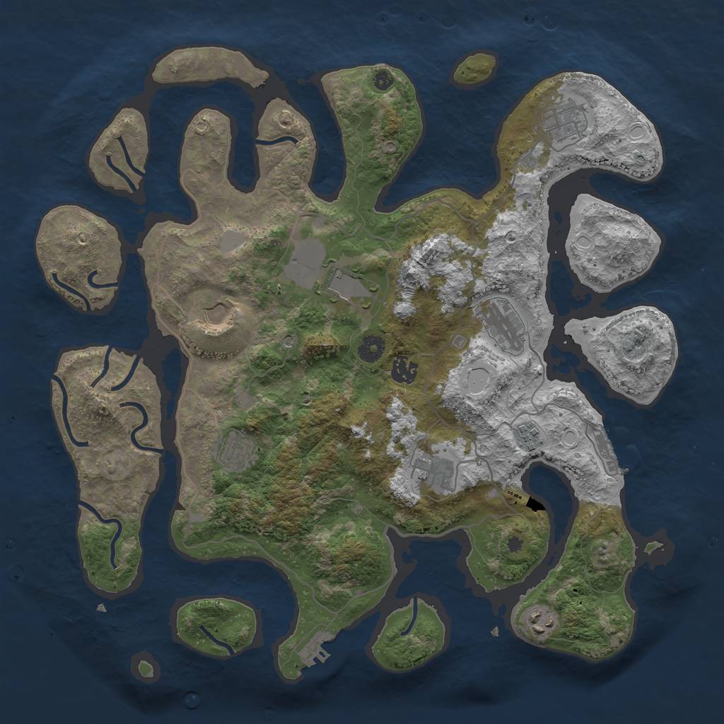 Rust Map: Procedural Map, Size: 4000, Seed: 423461, 17 Monuments