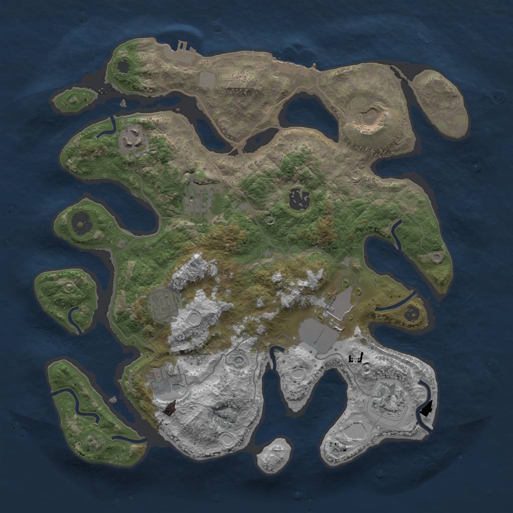 Rust Map: Procedural Map, Size: 3500, Seed: 587163982, 16 Monuments