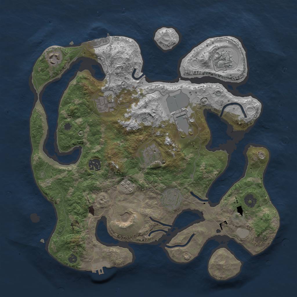 Rust Map: Procedural Map, Size: 3500, Seed: 66004, 17 Monuments