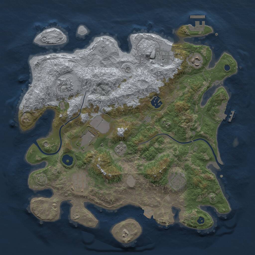 Rust Map: Procedural Map, Size: 3500, Seed: 23235, 14 Monuments