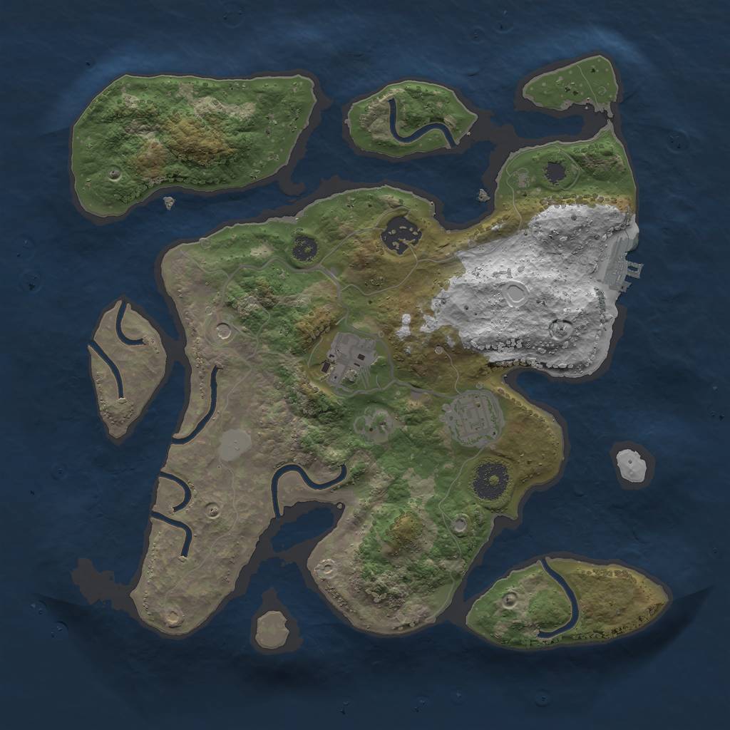 Rust Map: Procedural Map, Size: 3000, Seed: 565, 10 Monuments