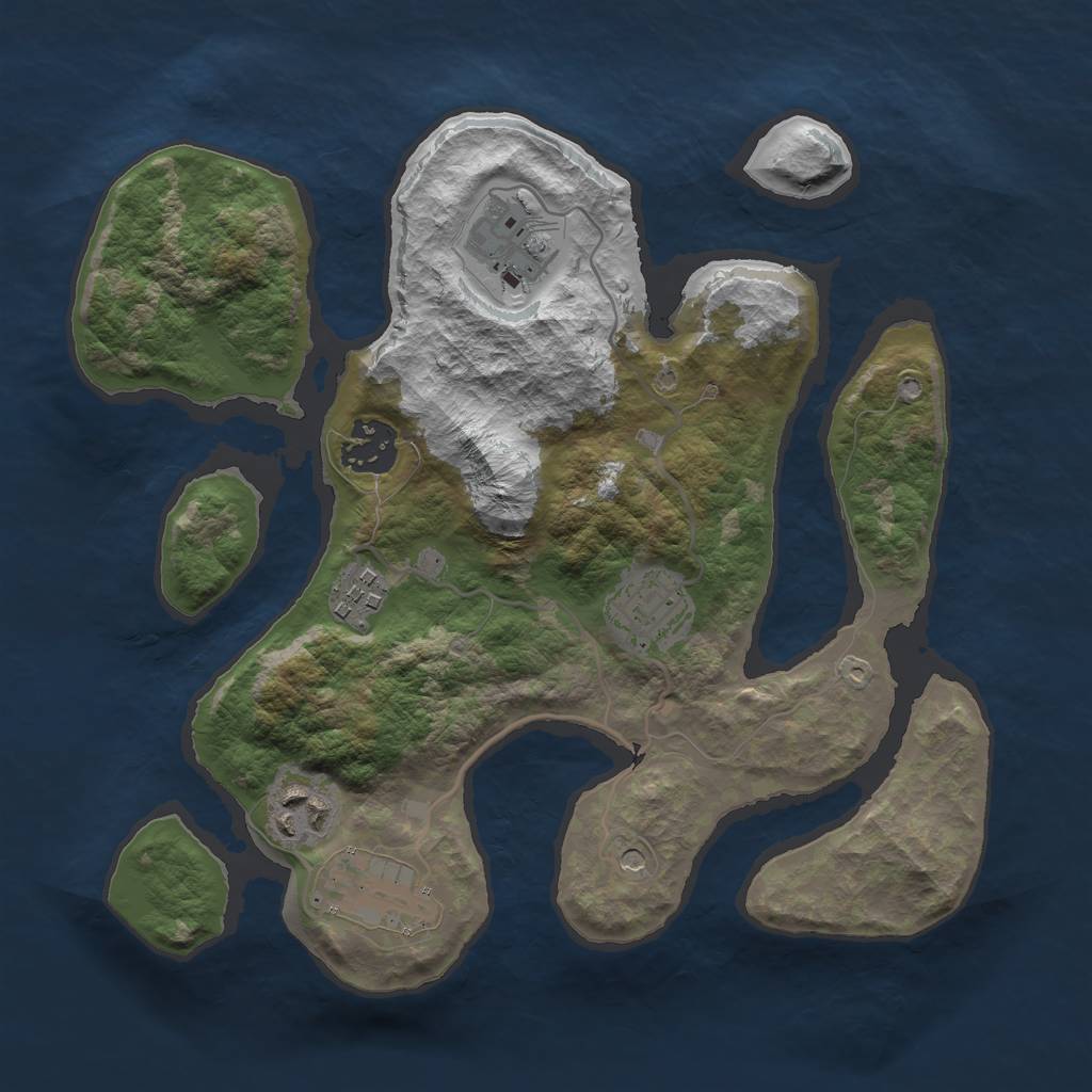Rust Map: Barren, Size: 2900, Seed: 1, 9 Monuments