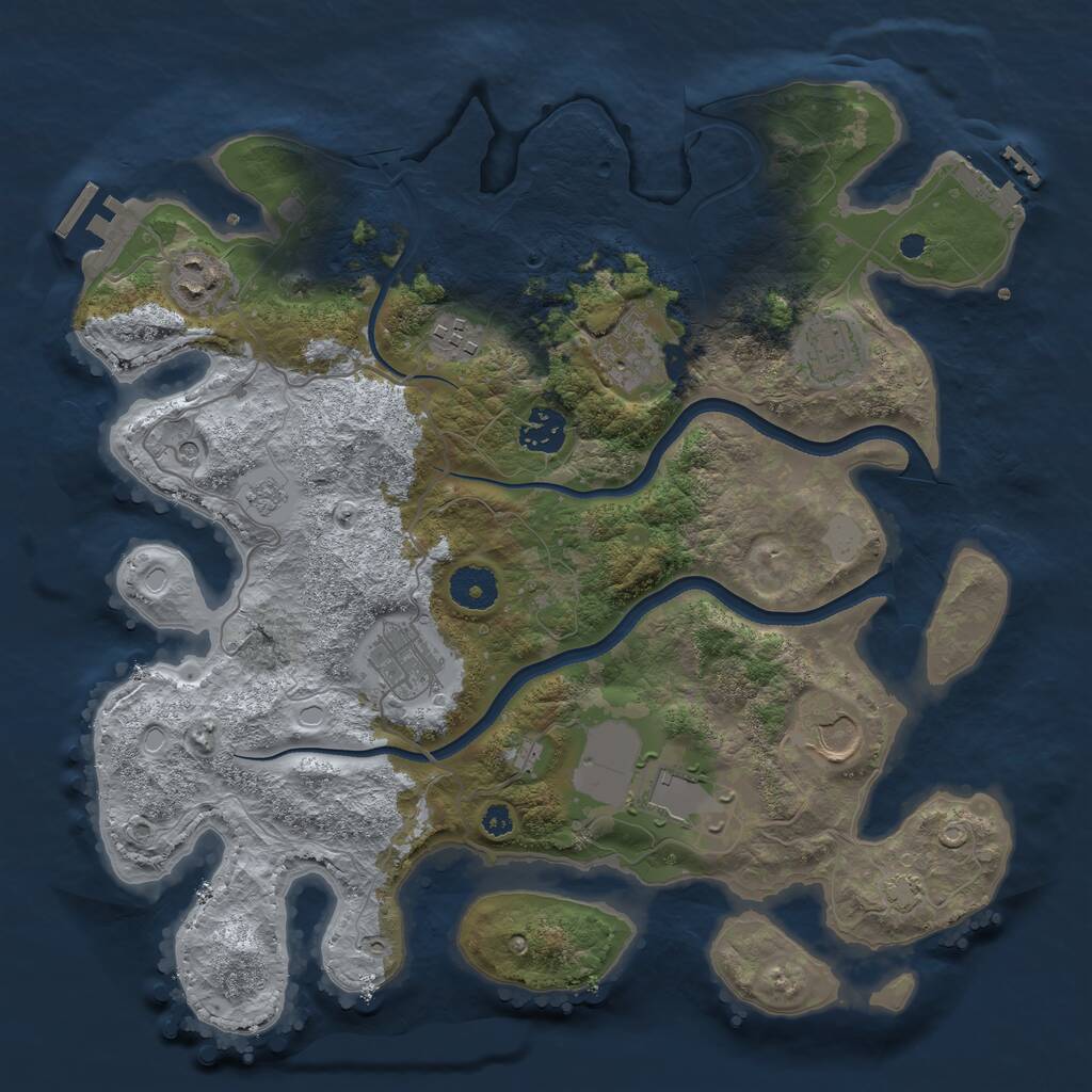 Rust Map: Procedural Map, Size: 3550, Seed: 876872, 14 Monuments