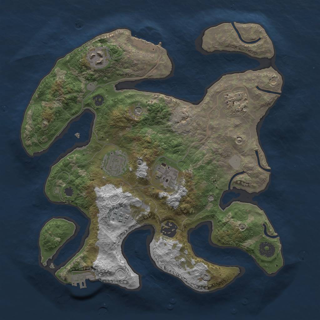 Rust Map: Procedural Map, Size: 3000, Seed: 1083756225, 14 Monuments