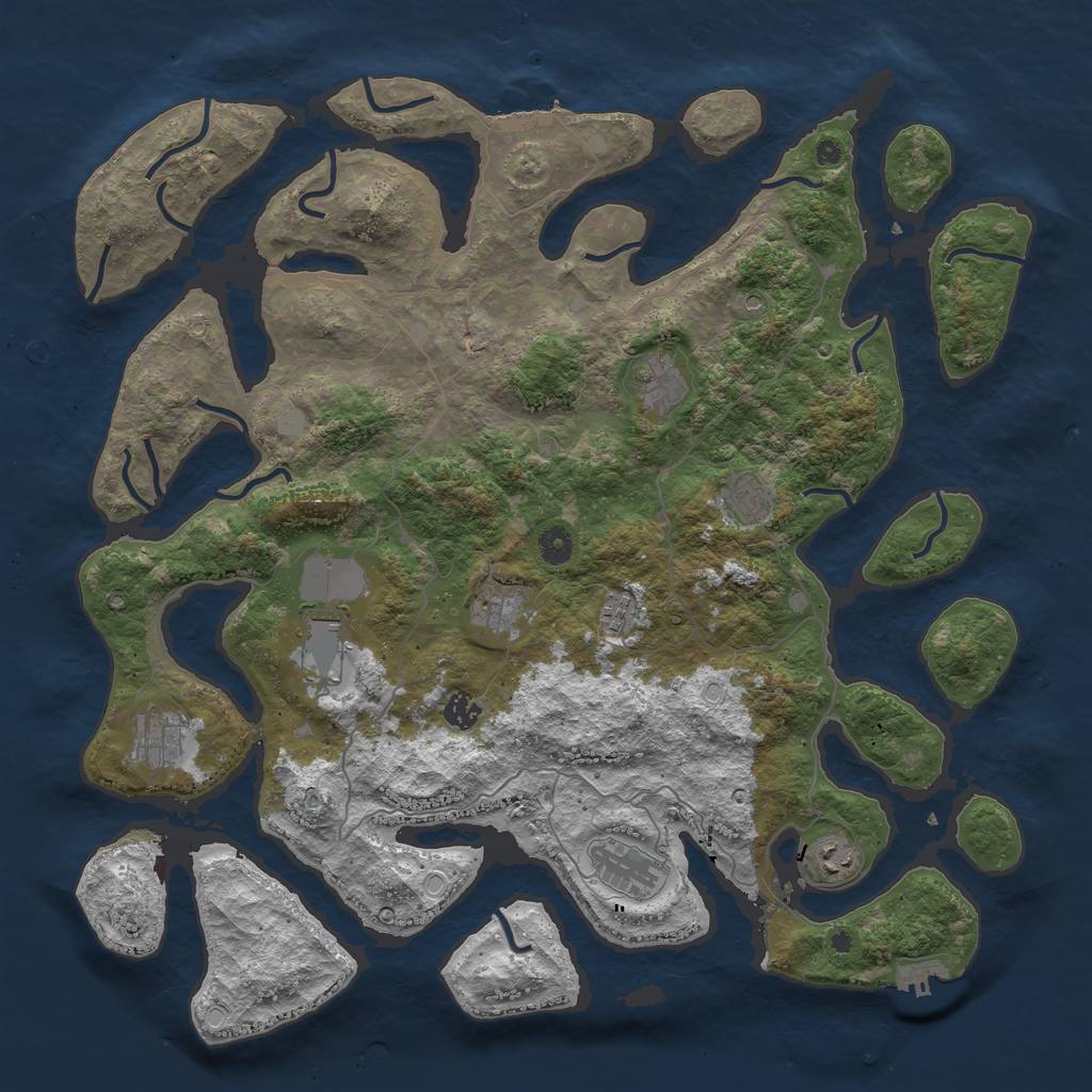 Rust Map: Procedural Map, Size: 4500, Seed: 1078535668, 17 Monuments