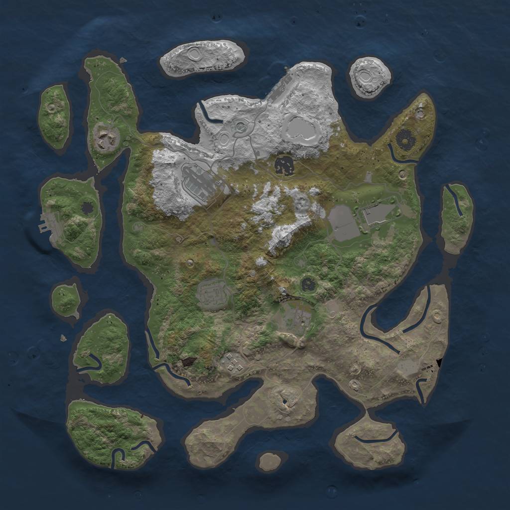 Rust Map: Procedural Map, Size: 3750, Seed: 409847416, 15 Monuments