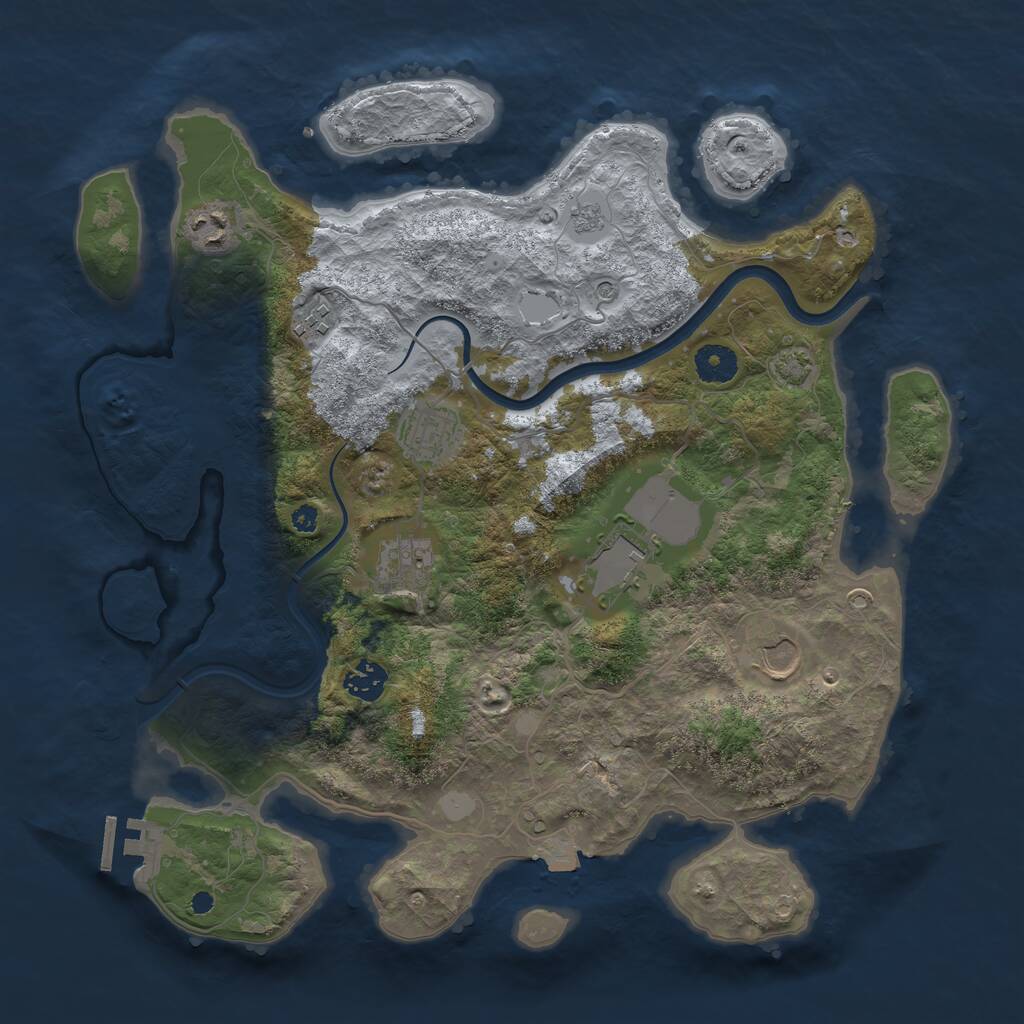 Rust Map: Procedural Map, Size: 3750, Seed: 409847416, 12 Monuments