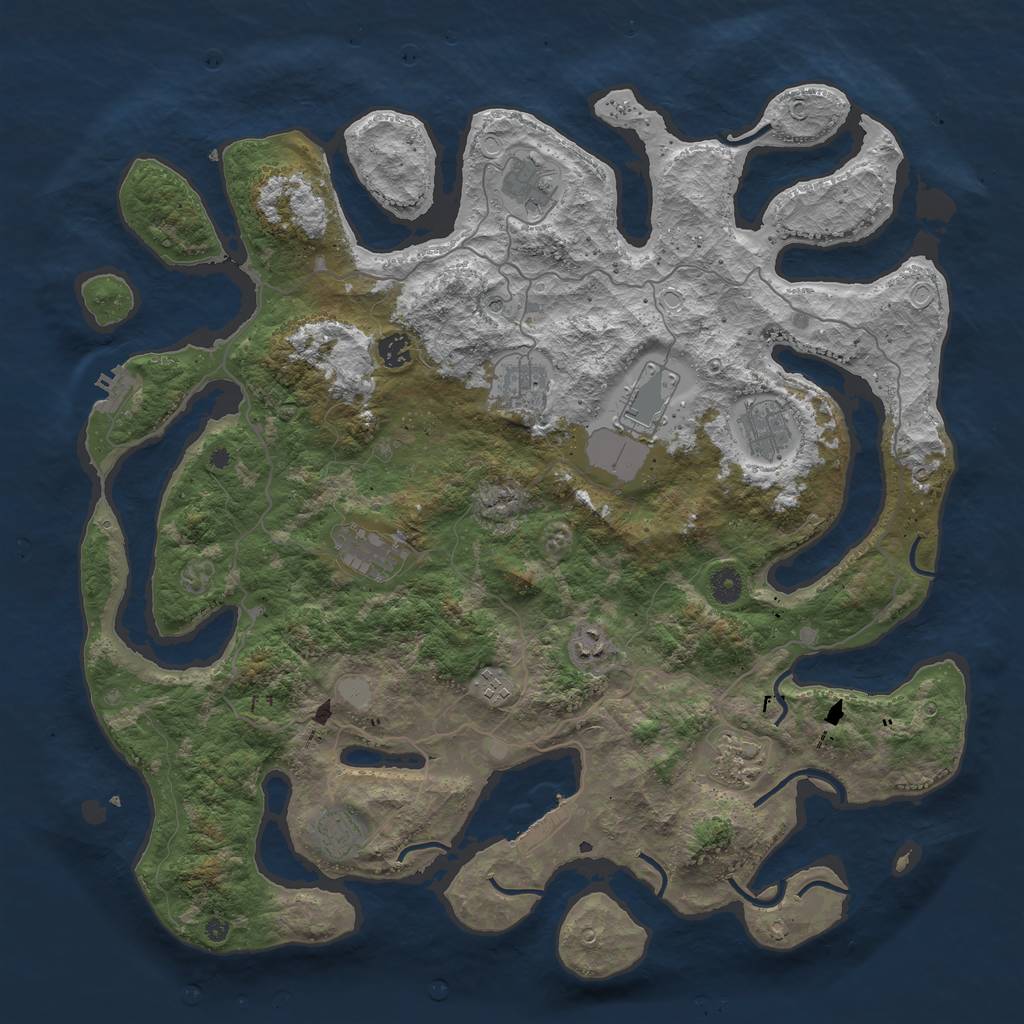 Rust Map: Procedural Map, Size: 4500, Seed: 66004, 18 Monuments