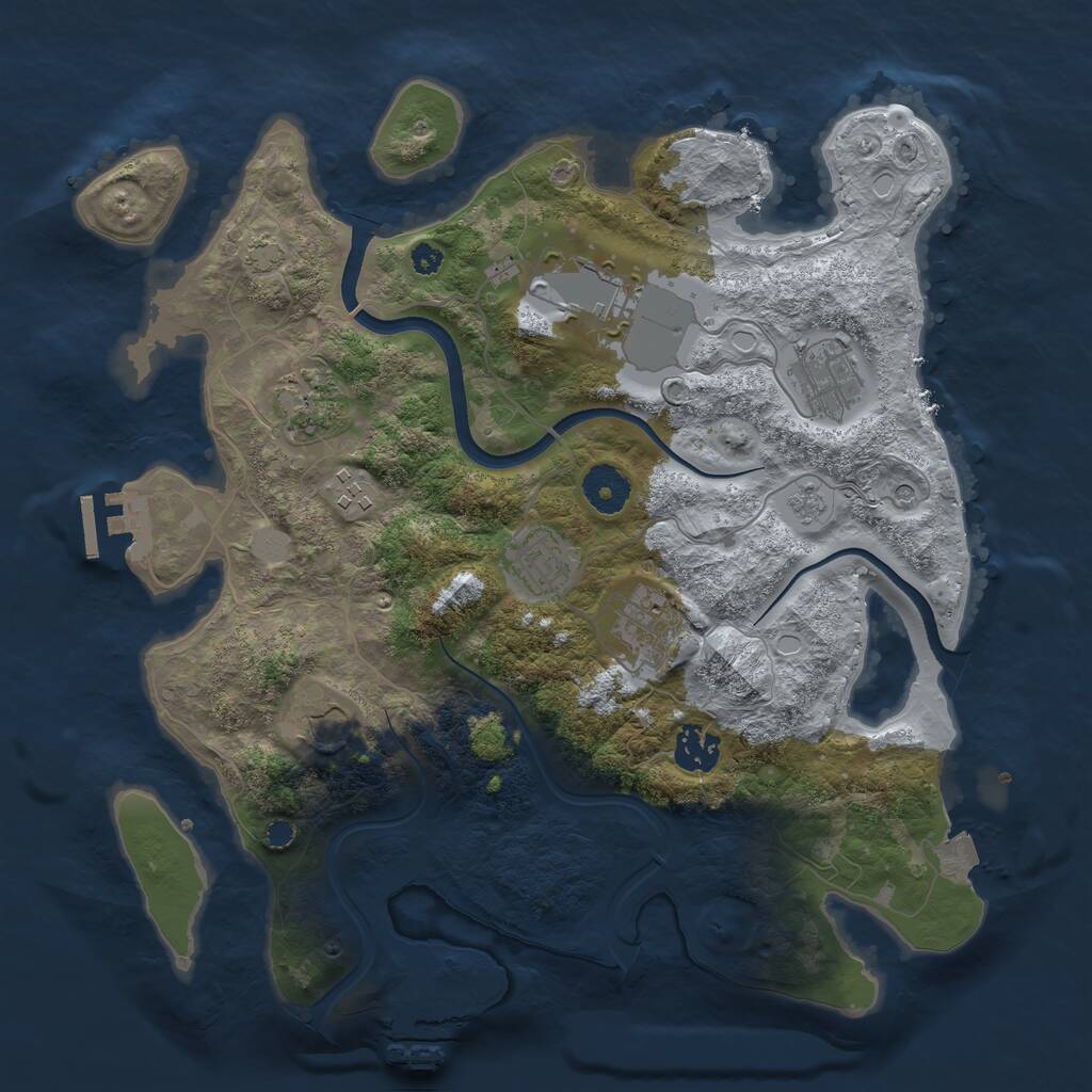 Rust Map: Procedural Map, Size: 3500, Seed: 3022516, 14 Monuments