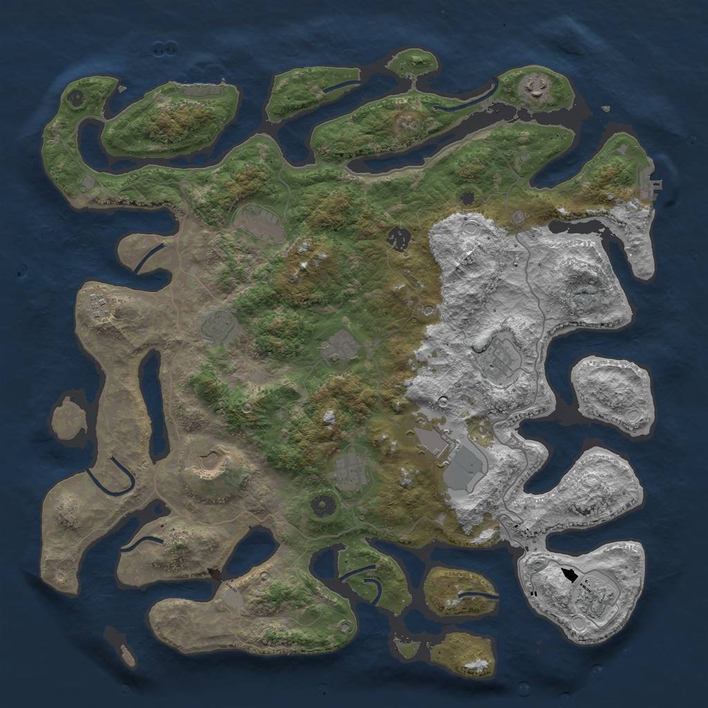Rust Map: Procedural Map, Size: 4500, Seed: 2079856855, 19 Monuments