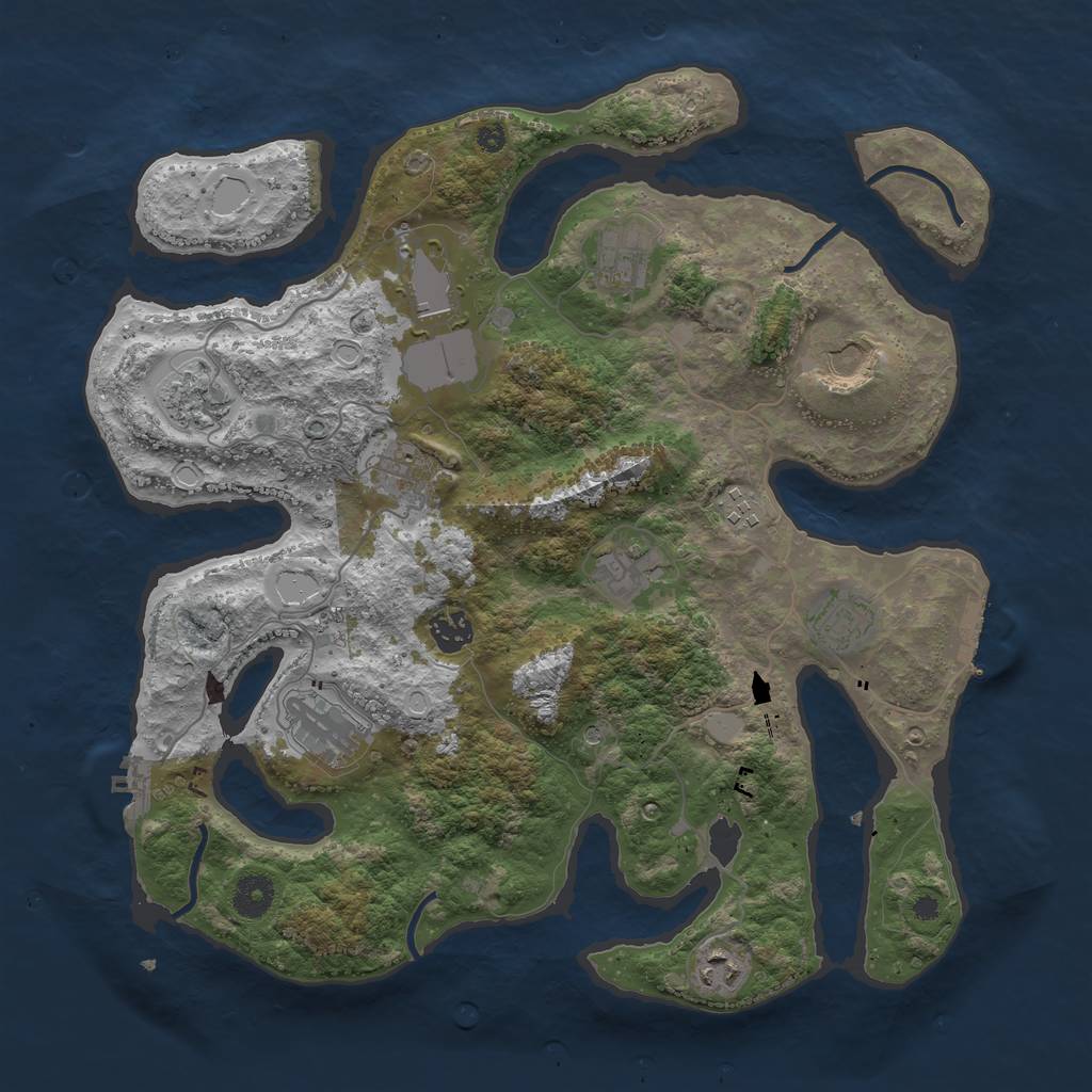 Rust Map: Procedural Map, Size: 3850, Seed: 763969489, 19 Monuments