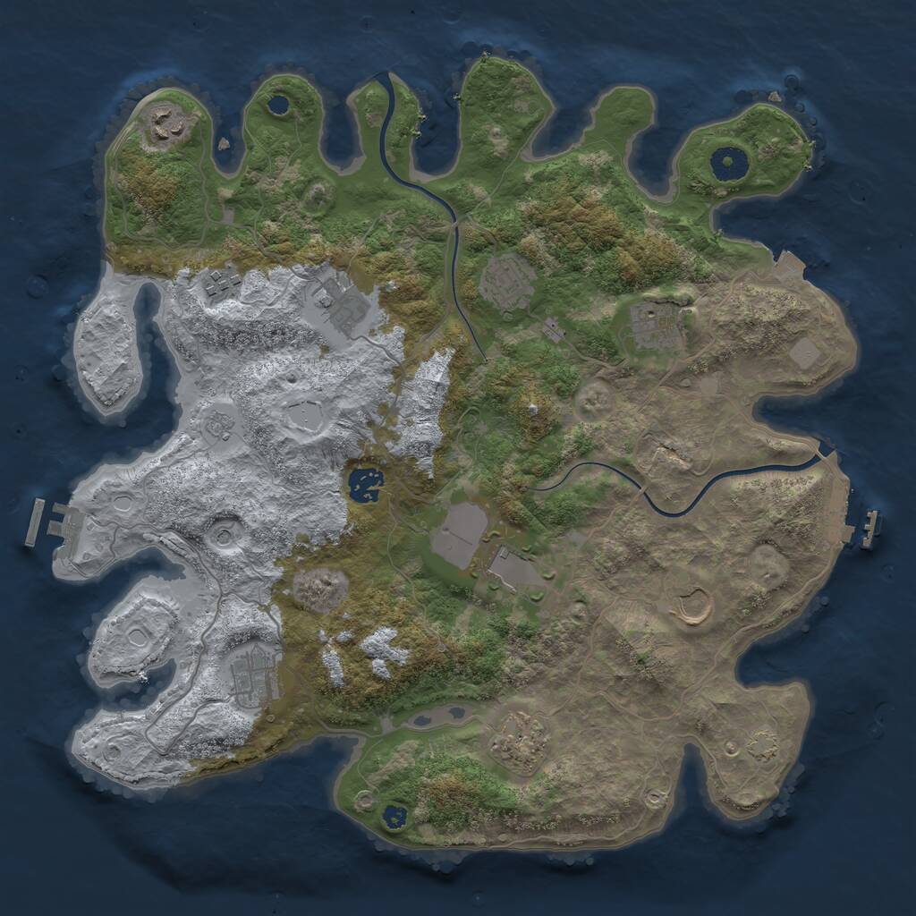 Rust Map: Procedural Map, Size: 3800, Seed: 15750, 16 Monuments