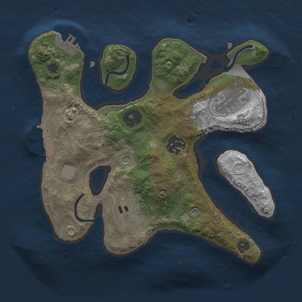 Rust Map: Procedural Map, Size: 2500, Seed: 342151829, 11 Monuments