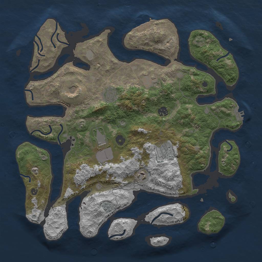 Rust Map: Procedural Map, Size: 4000, Seed: 919412120, 16 Monuments