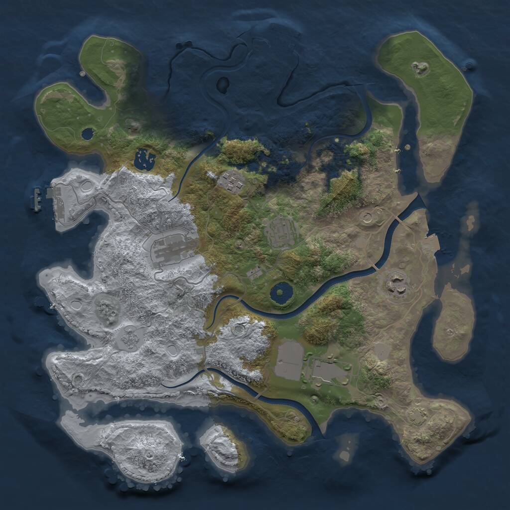 Rust Map: Procedural Map, Size: 3500, Seed: 239177947, 12 Monuments