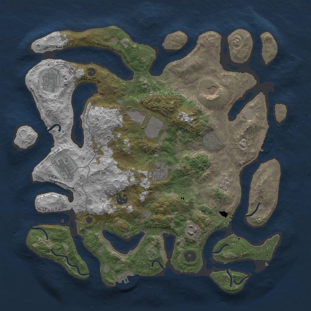 Rust Map: Procedural Map, Size: 4000, Seed: 436990149, 17 Monuments