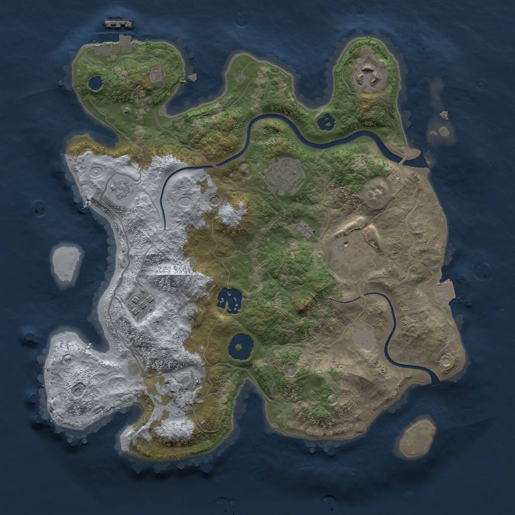 Rust Map: Procedural Map, Size: 3000, Seed: 1951892346, 10 Monuments