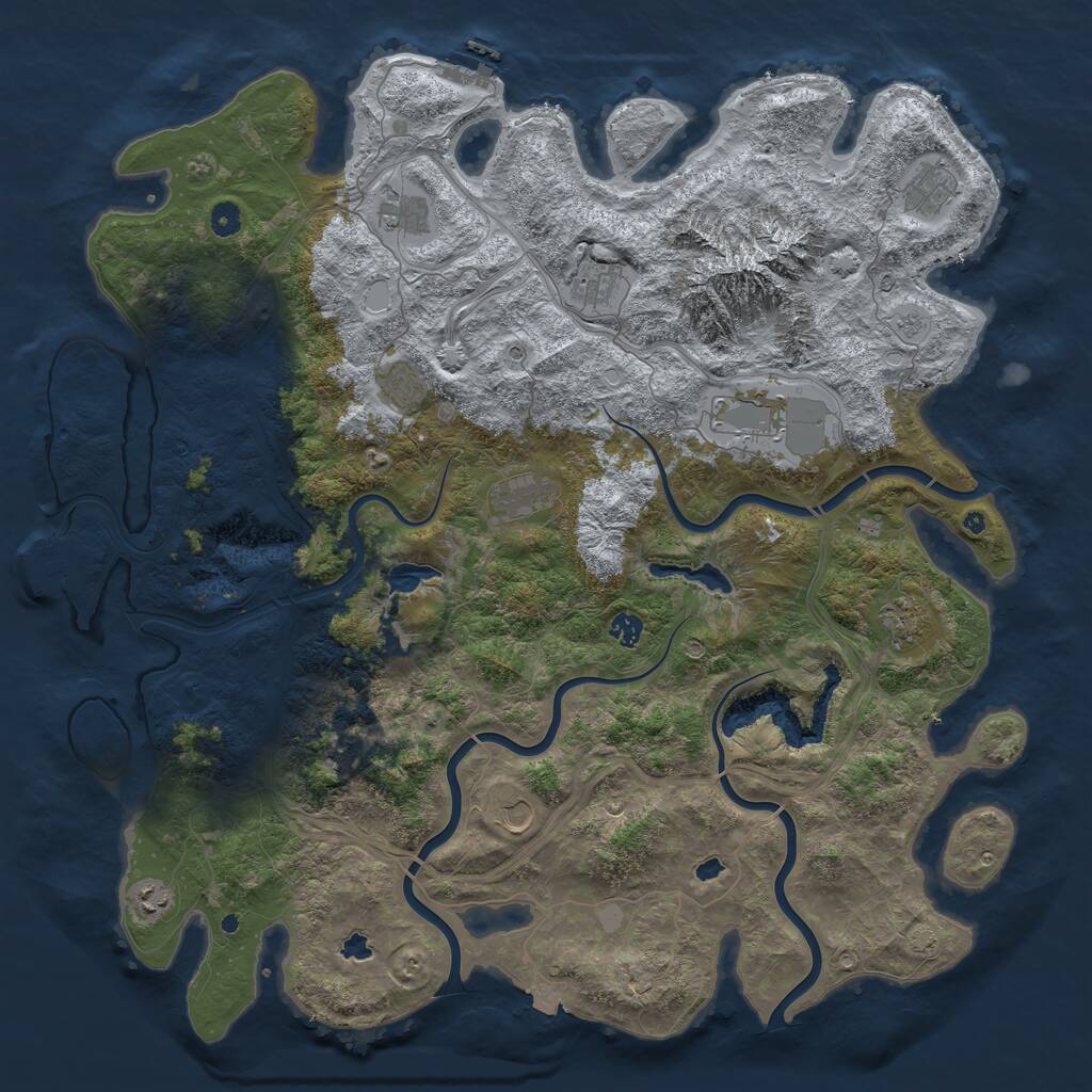 Rust Map: Procedural Map, Size: 5000, Seed: 819492331, 17 Monuments