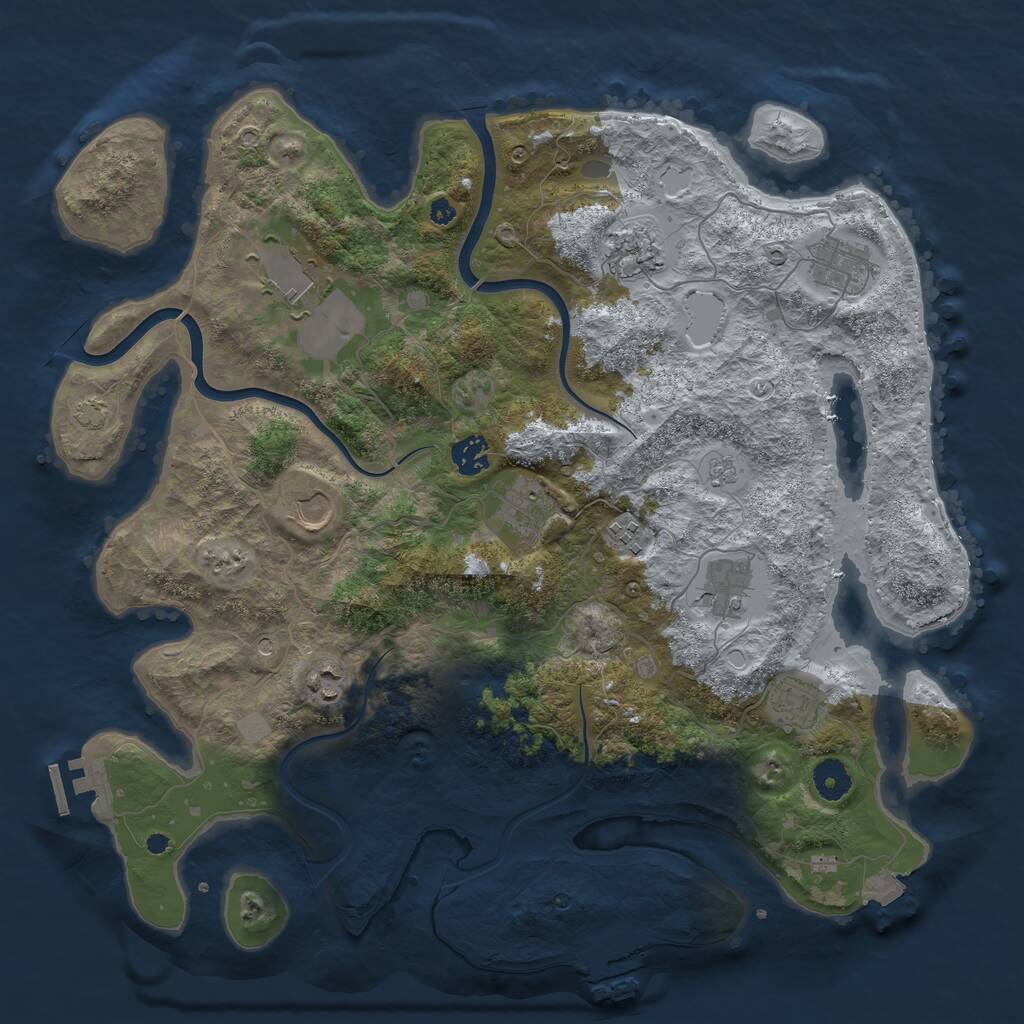 Rust Map: Procedural Map, Size: 3950, Seed: 18720936, 16 Monuments